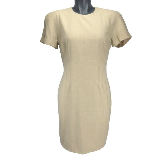 ESCADA Wool VTG Darted Bodice Fitted Neutral Office Luxury Short Sleeve 40 - Picture 1 of 9